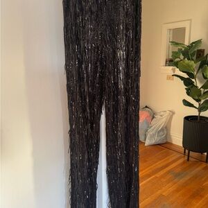 Fringed Sequin Semi Sheer pants zara